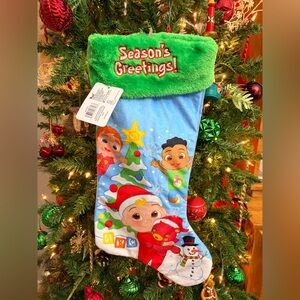 New Cocomelon Christmas Stocking Blue Plush Toddler Holiday Stocking 19"